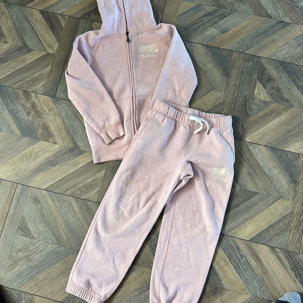 Roots Kids Light Pink Hoodie and Jogger Set